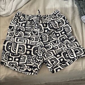 Damson Madder Black and White Geometric Patterned Shorts